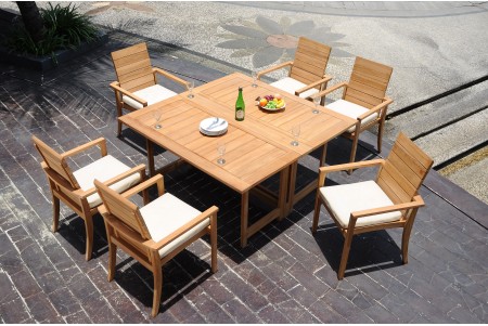 7 PC Dining Set - 60" Square Butterfly Table & 6 Algrave Stacking Arm Chairs 