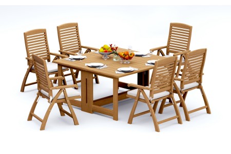 7 PC Dining Set - 60" Square Butterfly Table & 6 Ashley Arm Chairs 