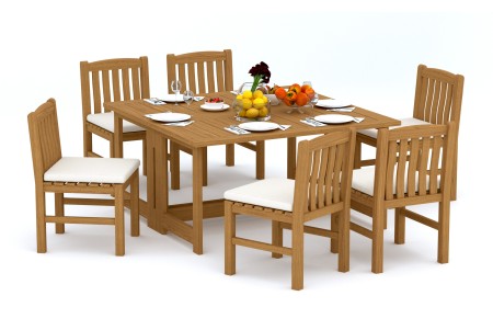 7 PC Dining Set - 60" Square Butterfly Table & 6 Devon Armless Chairs 