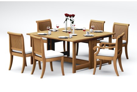 7 PC Dining Set - 60" Square Butterfly Table & 6 Giva Chairs (2 Arms + 4 Armless) 