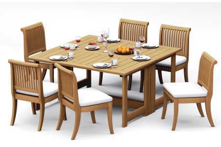 7 PC Dining Set - 60" Square Butterfly Table & 6 Giva Armless Chairs 