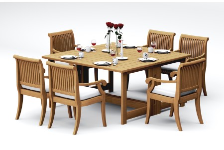 7 PC Dining Set - 60" Square Butterfly Table & 6 Giva Arm Chairs 