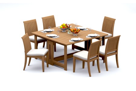 7 PC Dining Set - 60" Square Butterfly Table & 6 Lagos Armless Chairs