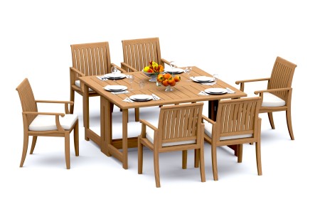 7 PC Dining Set - 60" Square Butterfly Table & 6 Lagos Arm Chairs 