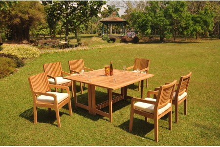 7 PC Dining Set - 60" Square Butterfly Table & 6 Maldives Arm Chairs 