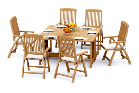 7 PC Dining Set - 60" Square Butterfly Table & 6 Marley Arm Chairs 