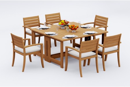 9 PC Dining Set - 60" Square Butterfly Table & 8 Travota Stacking Arm Chairs 