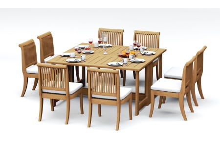 9 PC Dining Set - 60" Square Butterfly Table & 8 Giva Armless Chairs