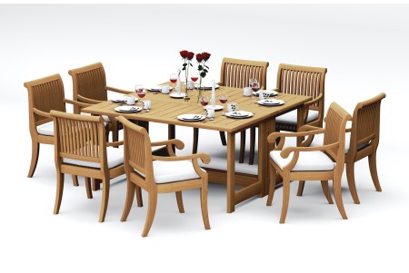 9 PC Dining Set - 60" Square Butterfly Table & 8 Giva Arm Chairs 