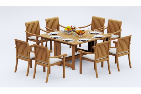 7 PC Dining Set - 60" Square Butterfly Table & 6 Napa Stacking Arm Chairs 