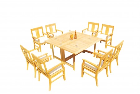 9 PC Dining Set - 60" Square Butterfly Table & 8 Osbo Arm Chairs 