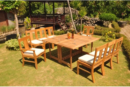 9 PC Dining Set - 60" Square Butterfly Table & 8 Osbo Chairs (2 Arms + 2 Armless)