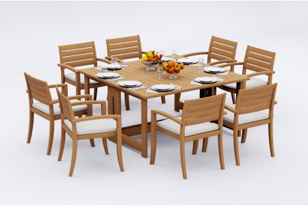 7 PC Dining Set - 60" Square Butterfly Table & 6 Travota Stacking Arm Chairs 