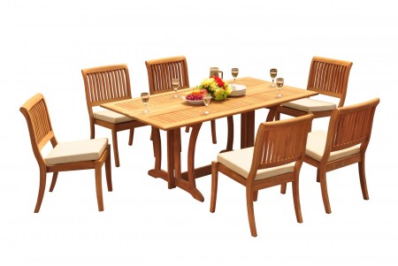 7 PC Dining Set - 69" Warwick & 6 Arbor Stacking Armless Chairs 