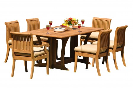 7 PC Dining Set - 69" Warwick & 6 Giva Chairs (2 Arms + 4 Armless) 