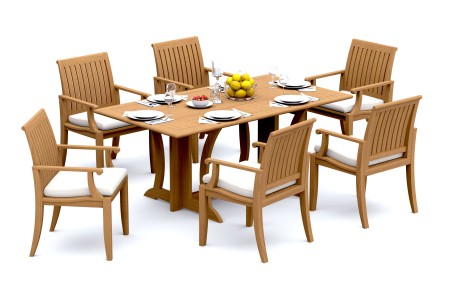 7 PC Dining Set - 69" Warwick & 6 Lagos Arm Chairs 