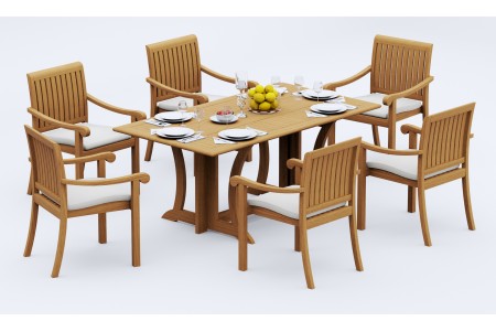 7 PC Dining Set - 69" Warwick & 6 Napa Stacking Arm Chairs 