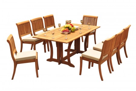 9 PC Dining Set - 69" Warwick & 8 Arbor Stacking Armless Chairs 