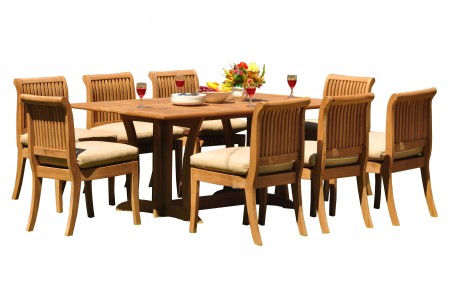 9 PC Dining Set - 69" Warwick & 8 Giva Armless Chairs 