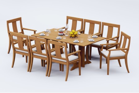 9 PC Dining Set - 69" Warwick & 8 Osbo Arm Chairs 