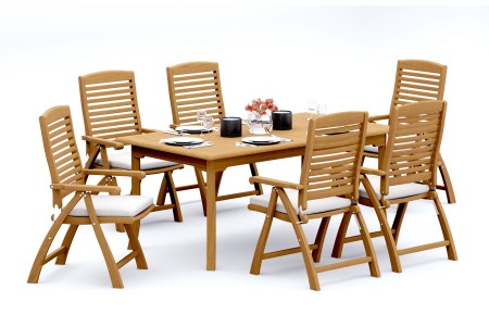 7 PC Dining Set - 71" Rectangle Table & 6 Ashley Arm Chairs 