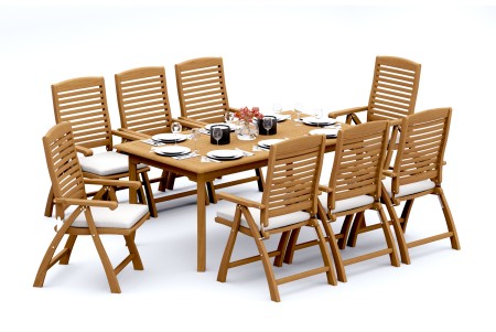 9 PC Dining Set - 83" Rectangle Table & 8 Ashley Arm Chairs 