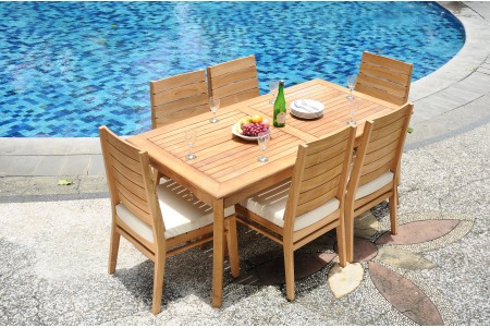 7 PC Dining Set - 71" Rectangle Table & 6 Charleston Stacking Arm Chairs 