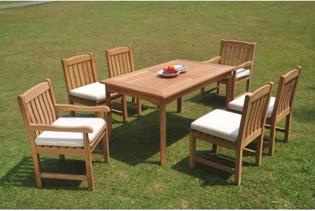 7 PC Dining Set - 71" Rectangle Table & 6 Devon Chairs (2 Arms + 4 Armless) 