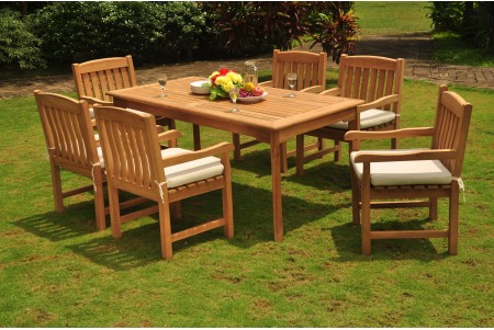 7 PC Dining Set - 71" Rectangle Table & 6 Devon Arm Chairs 