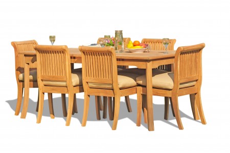 7 PC Dining Set - 71" Rectangle Table & 6 Giva Armless Chairs 