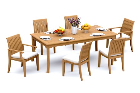 7 PC Dining Set - 71" Rectangle Table & 6 Lagos Chairs (2 Arms + 4 Armless) 