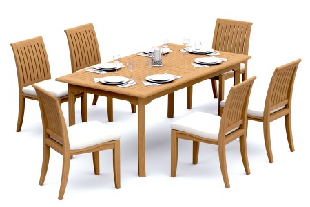 7 PC Dining Set - 71" Rectangle Table & 6 Lagos Armless Chairs
