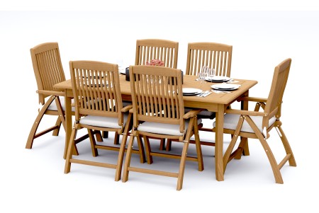 7 PC Dining Set - 71" Rectangle Table & 6 Marley Arm Chairs 
