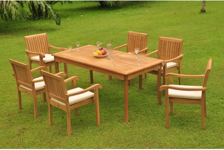 7 PC Dining Set - 71" Rectangle Table & 6 Napa Stacking Arm Chairs 