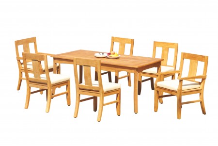 7 PC Dining Set - 71" Rectangle Table & 6 Osbo Chairs (2 Arms + 4 Armless) 