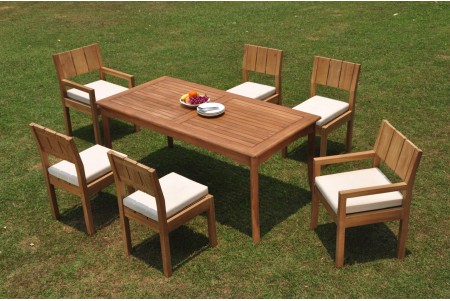 7 PC Dining Set - 71" Rectangle Table & 6 Vera Chairs (2 Arms + 4 Armless) 