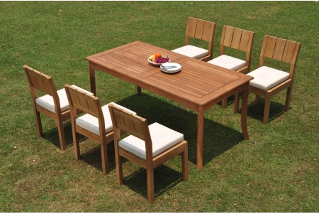 7 PC Dining Set - 71" Rectangle Table & 6 Vera Armless Chairs 