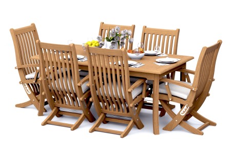 7 PC Dining Set - 71" Rectangle Table & 6 Warwick Arm Chairs 