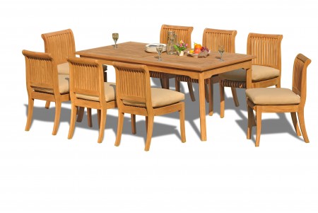 9 PC Dining Set - 83" Rectangle Table & 8 Giva Armless Chairs 