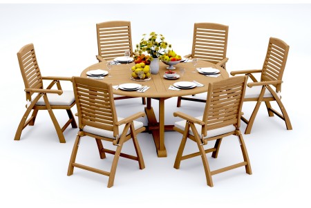 7 PC Dining Set - 72" Round Table & 6 Ashley Arm Chairs 