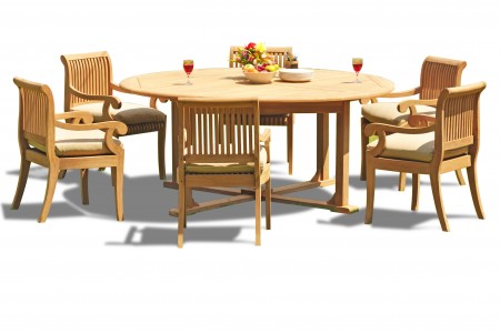 7 PC Dining Set - 72" Round Table & 6 Giva Arm Chairs 