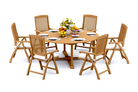 7 PC Dining Set - 72" Round Table & 6 Marley Arm Chairs 