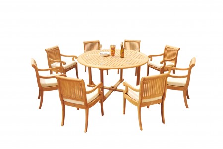 9 PC Dining Set - 72" Round Table & 8 Giva Arm Chairs 