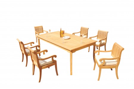 7 PC Dining Set - 71" Rectangle Table & 6 Giva Arm Chairs 
