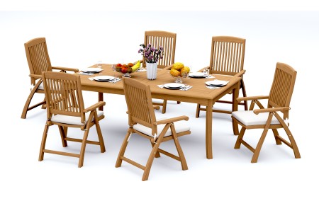 7 PC Dining Set - 83" Rectangle Table & 6 Marley Arm Chairs 