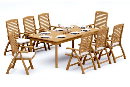 9 PC Dining Set - 83" Rectangle Table & 8 Ashley Arm Chairs 