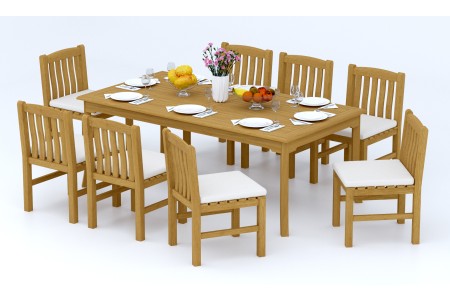 9 PC Dining Set - 83" Rectangle Table & 8 Devon Armless Chairs 