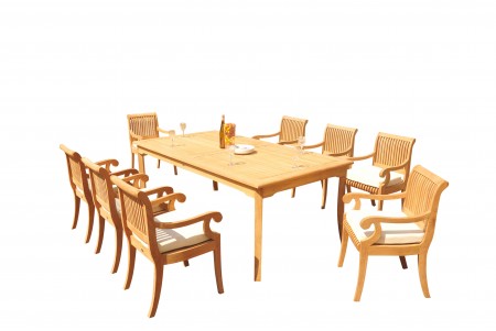 9 PC Dining Set - 83" Rectangle Table & 8 Giva Arm Chairs 