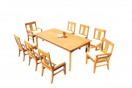 9 PC Dining Set - 83" Rectangle Table & 8 Osbo Chairs (2 Arms + 6 Armless) 
