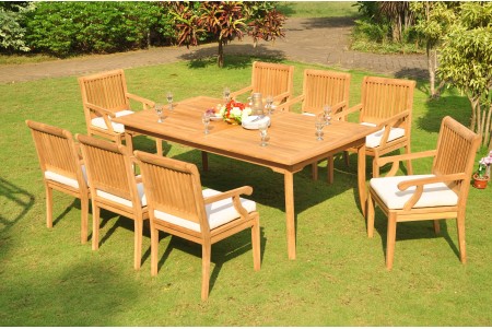 9 PC Dining Set - 83" Rectangle Table & 8 Sack Arm Chairs 